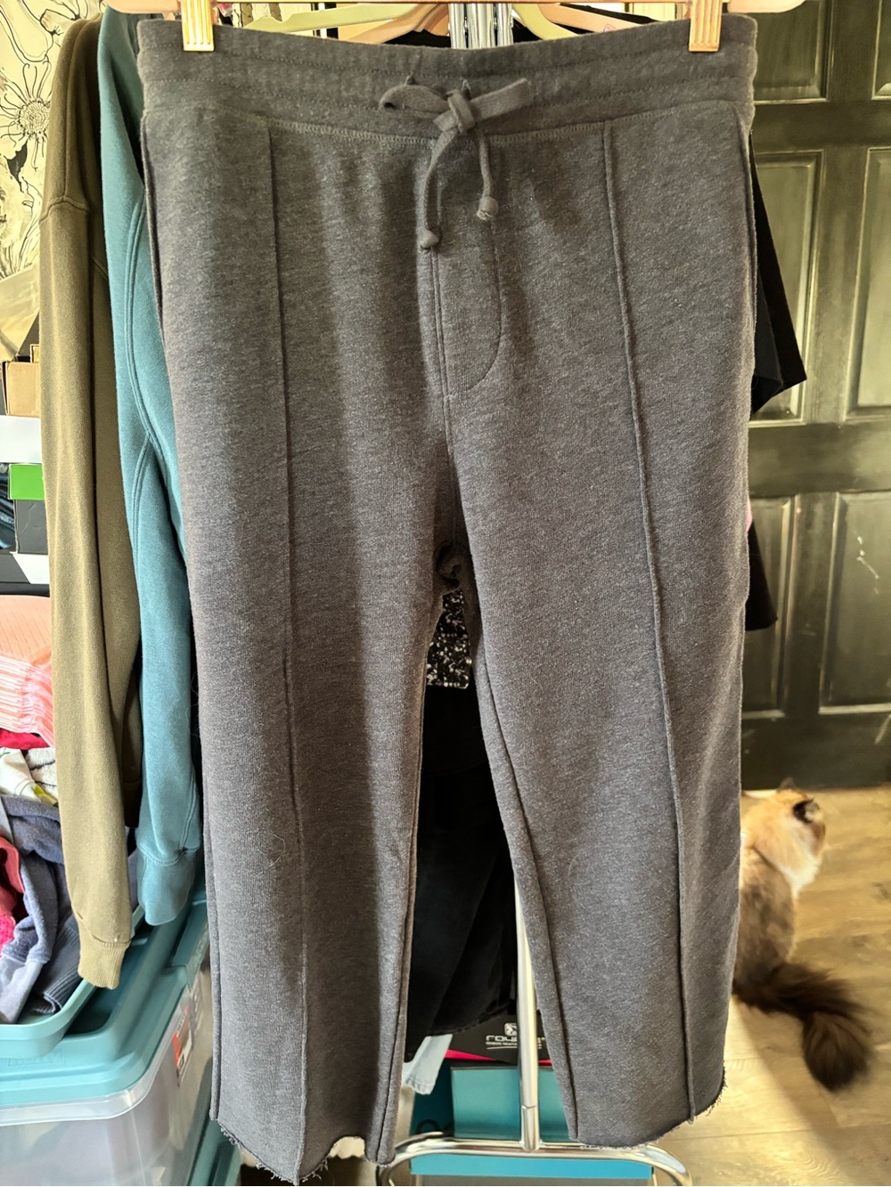 Spiritual Gangster Charcoal Gray With Rainbow Stripe Drawstring Joggers